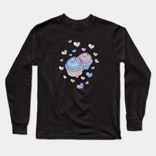 I heart Cupcakes Pattern Long Sleeve T-Shirt